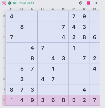 Placeholder for the example 01 — one empty cell example puzzle screenshot